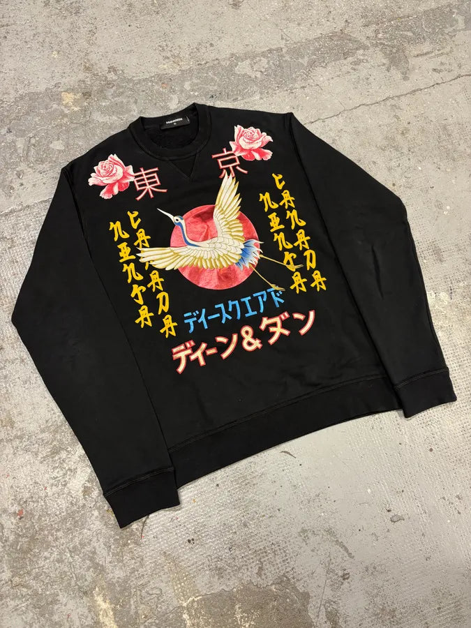 AW2016 Dsquared2 Asian Bird Black Sweater LMxKQKV 3