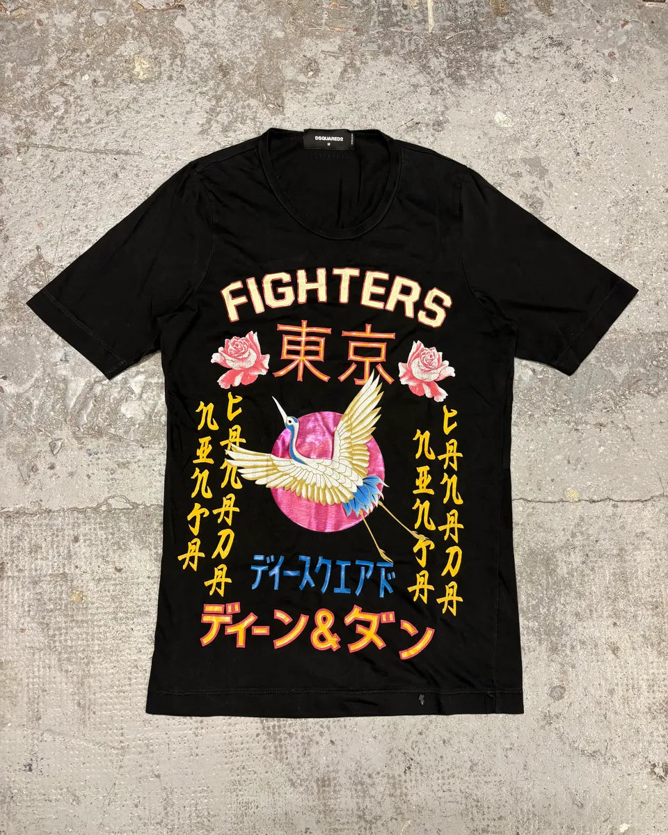 AW2016 DSquared2 Asian Fighters Black T-Shirt ZOUPncY 0