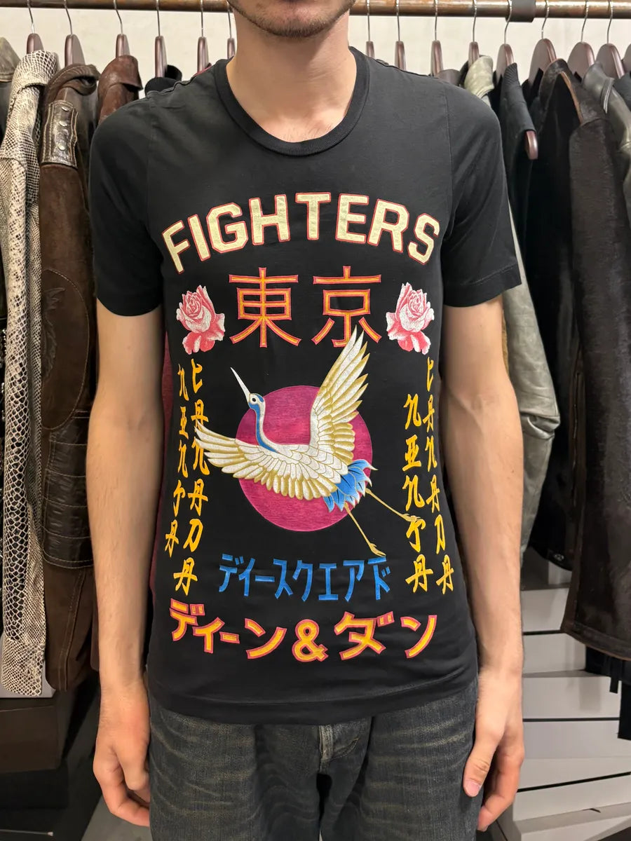 AW2016 DSquared2 Asian Fighters Black T-Shirt ZOUPncY 1