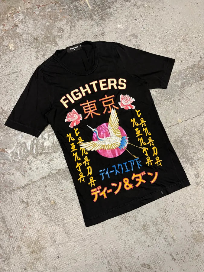 AW2016 DSquared2 Asian Fighters Black T-Shirt ZOUPncY 3