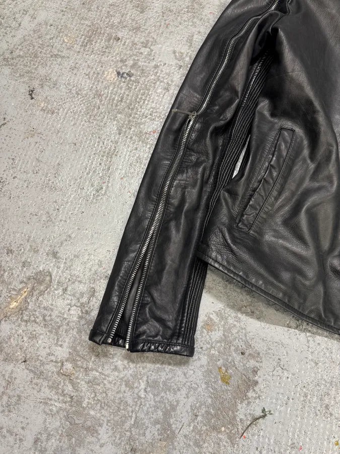 AW2016 Dsquared2 Black Leather Arm Zips Biker Jacket xHznHmJ 8