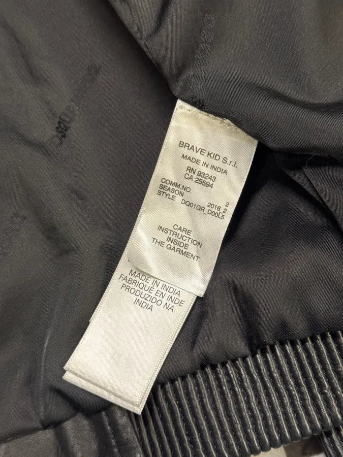 AW2016 Dsquared2 Black Leather Arm Zips Biker Jacket xHznHmJ 9