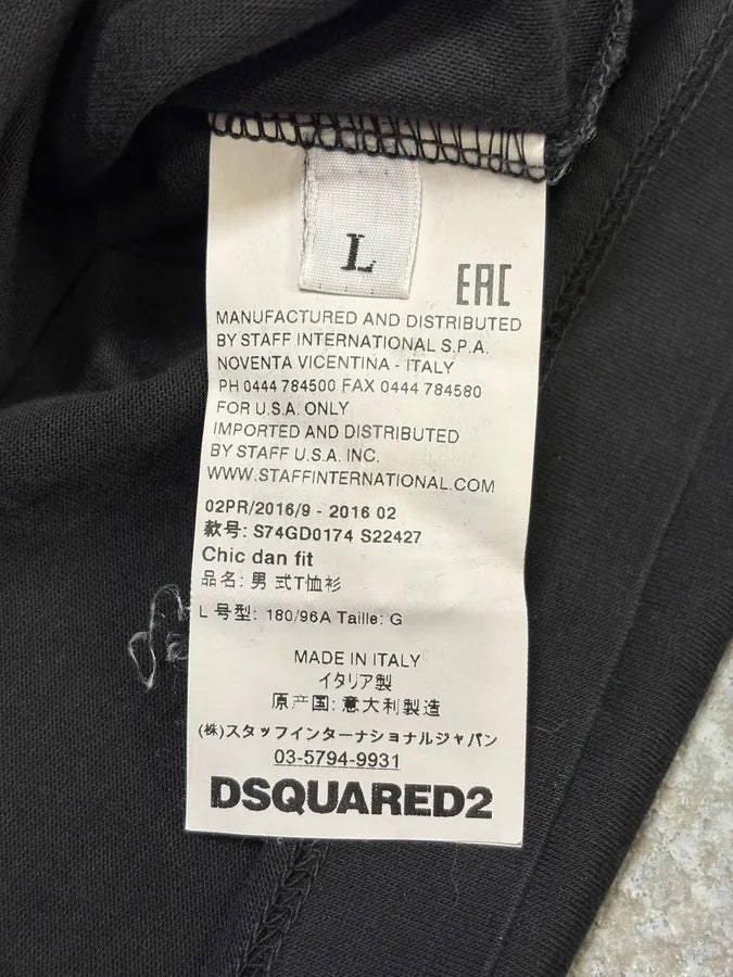 AW2016 Dsquared2 Skeleton Pink Love Black T-Shirt bOVUPxs 7