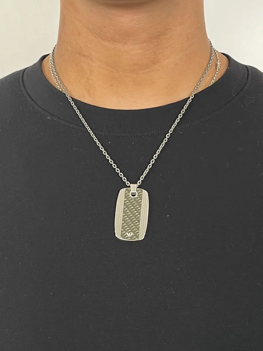 AW2016 Emporio Armani Grey  Dog Tag Necklace RSqsijt 0