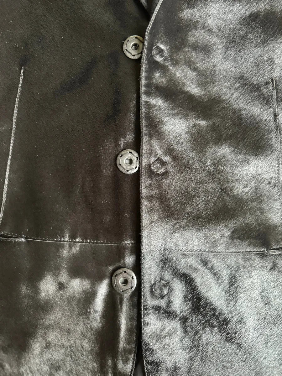 AW2016 Emporio Armani Lamb Pony Hair Black Hybrid Blazer Jacket GmkqVDG 5