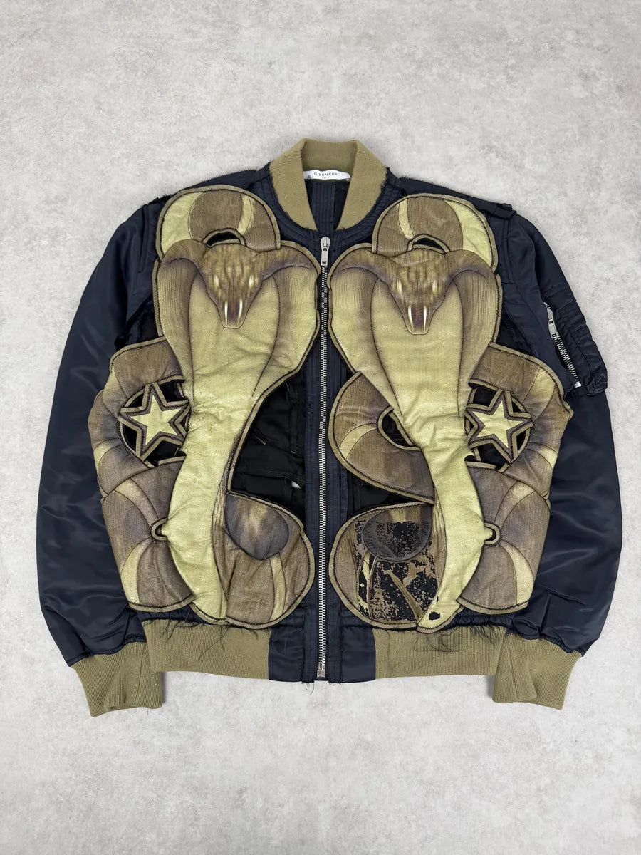 AW2016 Givenchy 1 of 1 Sample Black Green Cobra Cut Out Bomber Jacket FLxUAJV 0