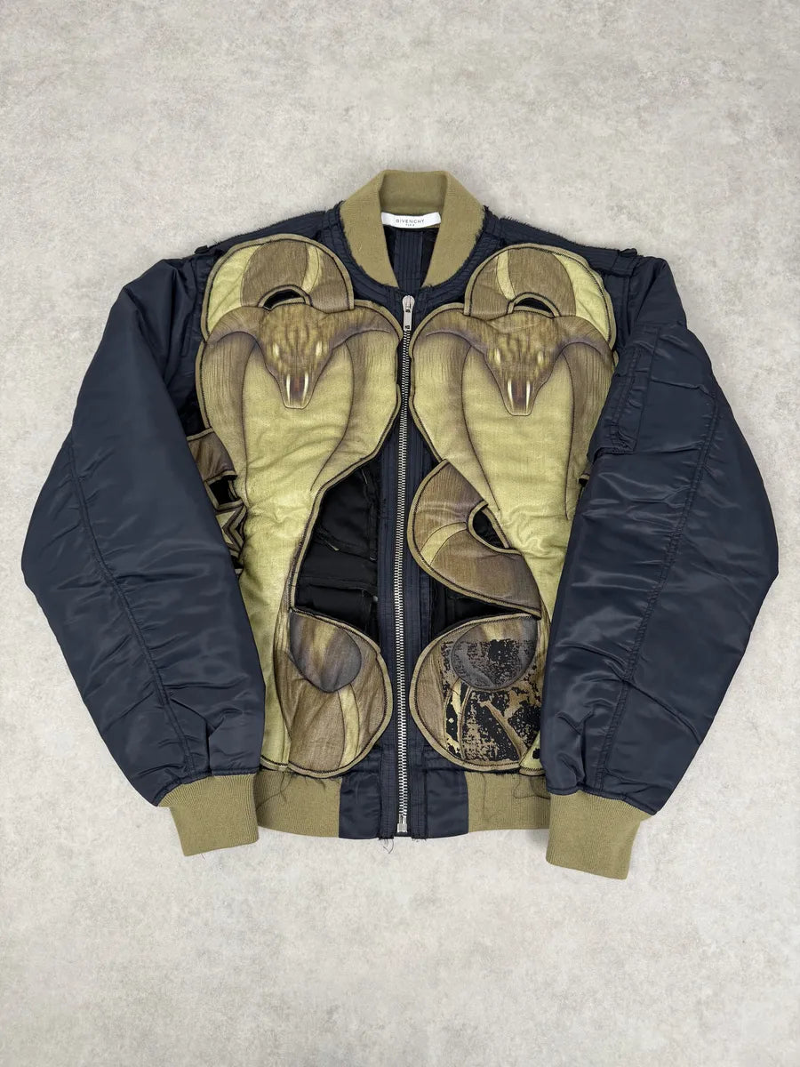 AW2016 Givenchy 1 of 1 Sample Black Green Cobra Cut Out Bomber Jacket FLxUAJV 2