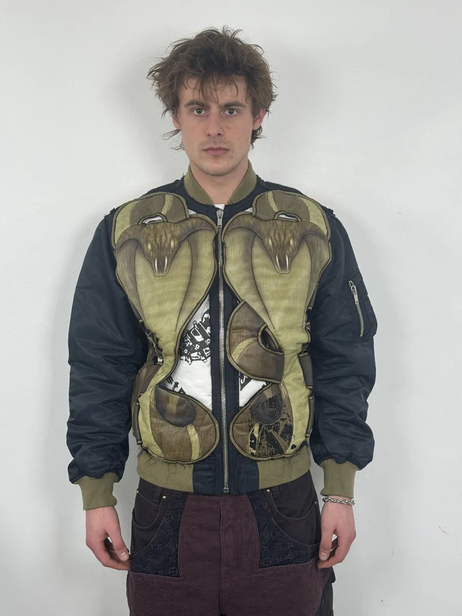 AW2016 Givenchy 1 of 1 Sample Black Green Cobra Cut Out Bomber Jacket FLxUAJV 3
