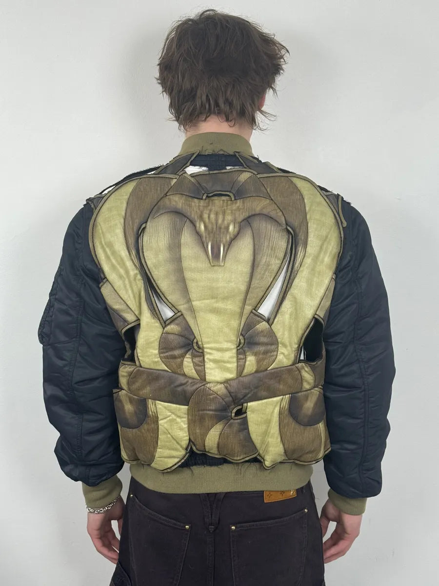 AW2016 Givenchy 1 of 1 Sample Black Green Cobra Cut Out Bomber Jacket FLxUAJV 4