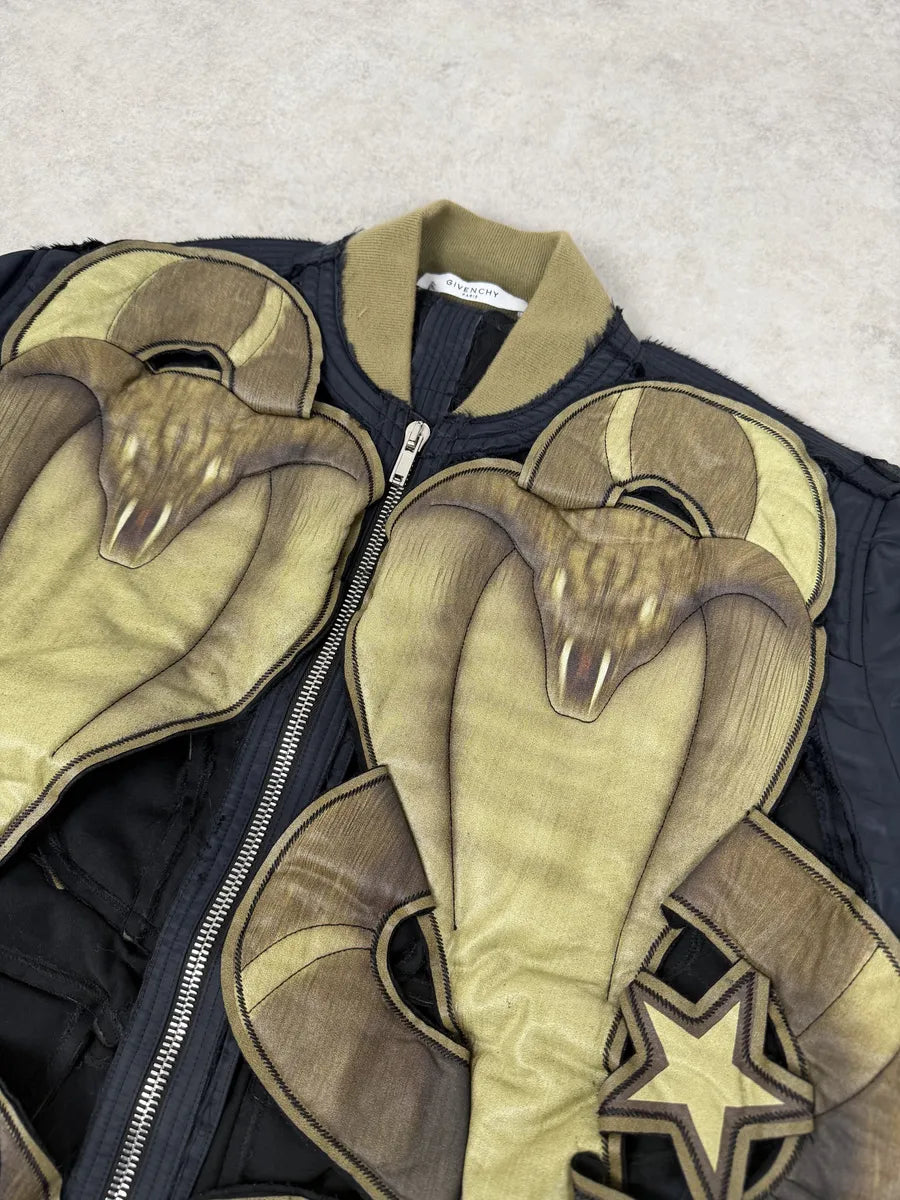 AW2016 Givenchy 1 of 1 Sample Black Green Cobra Cut Out Bomber Jacket FLxUAJV 7