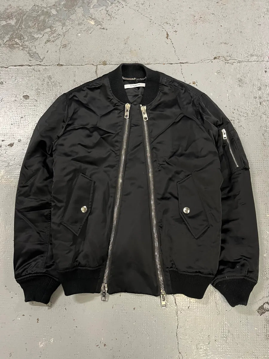 AW2016 Givenchy Black Asymmetrical 2 Zips Bomber Jacket XPFpENA 1