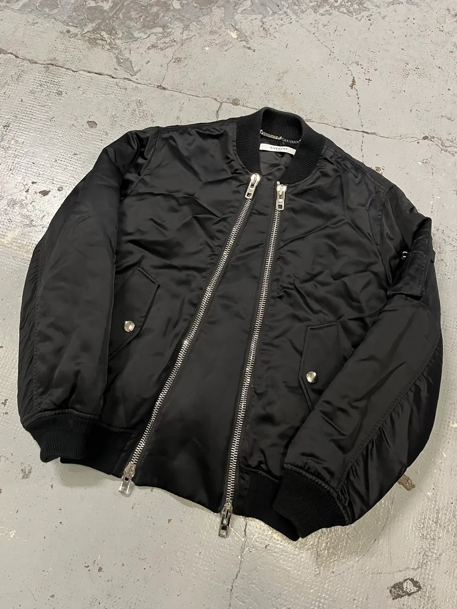 AW2016 Givenchy Black Asymmetrical 2 Zips Bomber Jacket XPFpENA 4