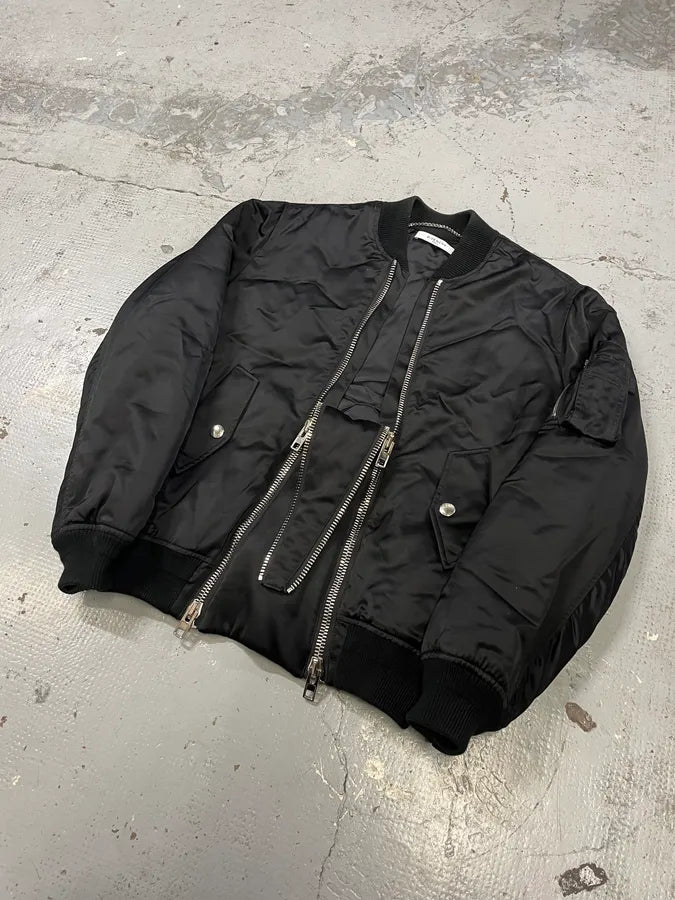 AW2016 Givenchy Black Asymmetrical 2 Zips Bomber Jacket XPFpENA 7