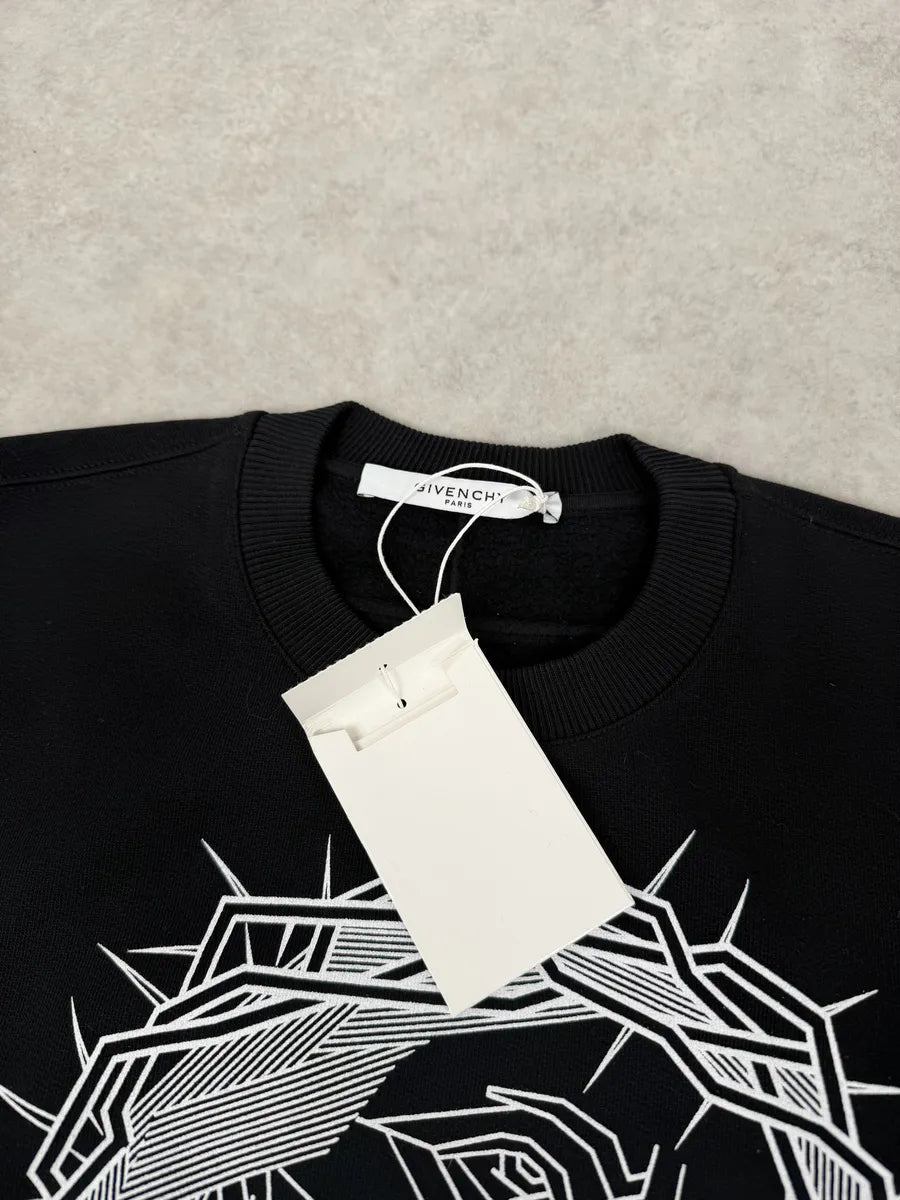 AW2016 Givenchy Black Barbed Wire Jesus Print Sweatshirt chahgvO 6