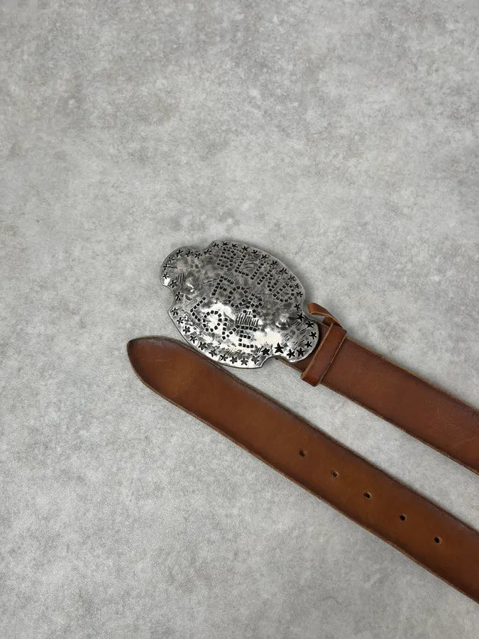 AW2016 Gucci Blind for Love Brown Leather Belt Rodeo Grey Buckle FFAihWM 2