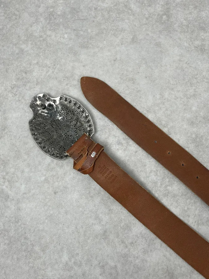 AW2016 Gucci Blind for Love Brown Leather Belt Rodeo Grey Buckle FFAihWM 3