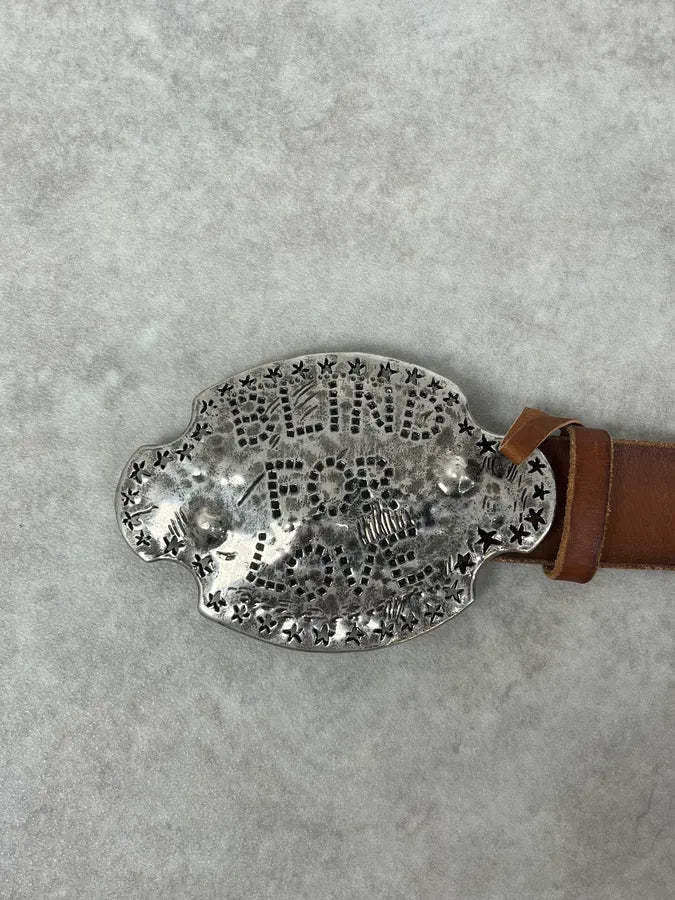 AW2016 Gucci Blind for Love Brown Leather Belt Rodeo Grey Buckle FFAihWM 4