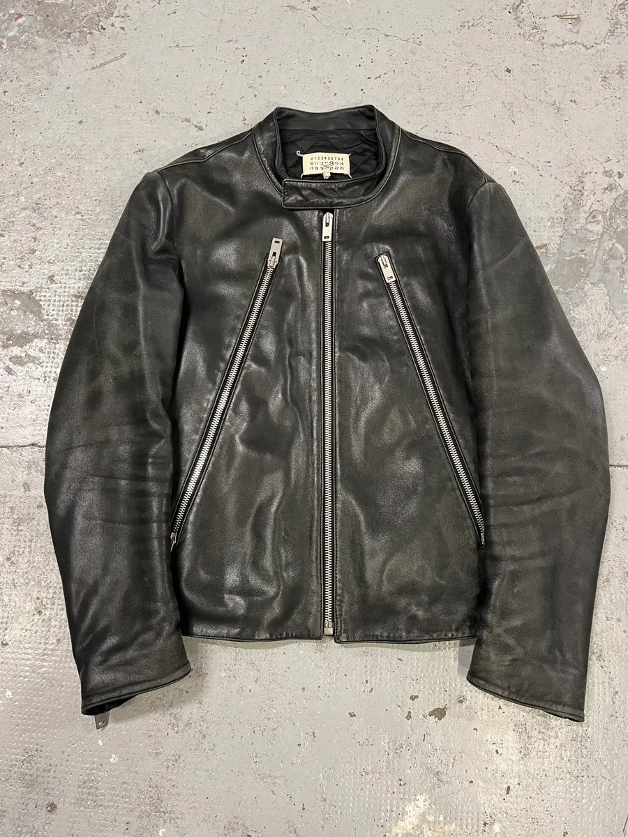 AW2016 Maison Margiela 5-Zip Biker Black Leather Jacket gzcujZQ 0