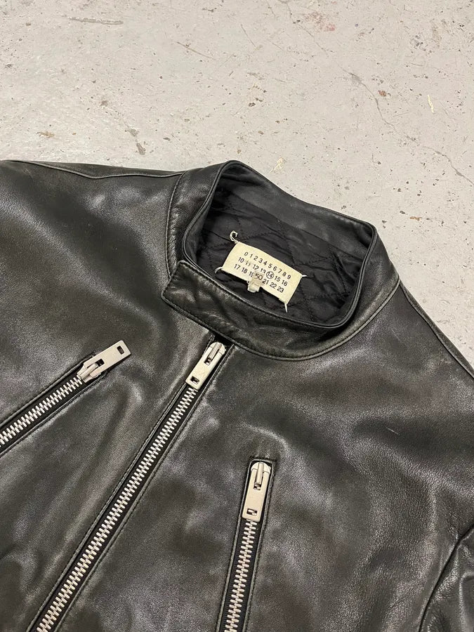 AW2016 Maison Margiela 5-Zip Biker Black Leather Jacket gzcujZQ 4
