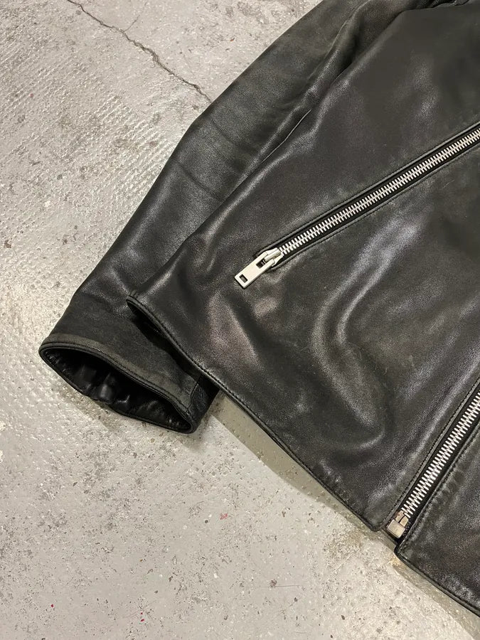 AW2016 Maison Margiela 5-Zip Biker Black Leather Jacket gzcujZQ 5