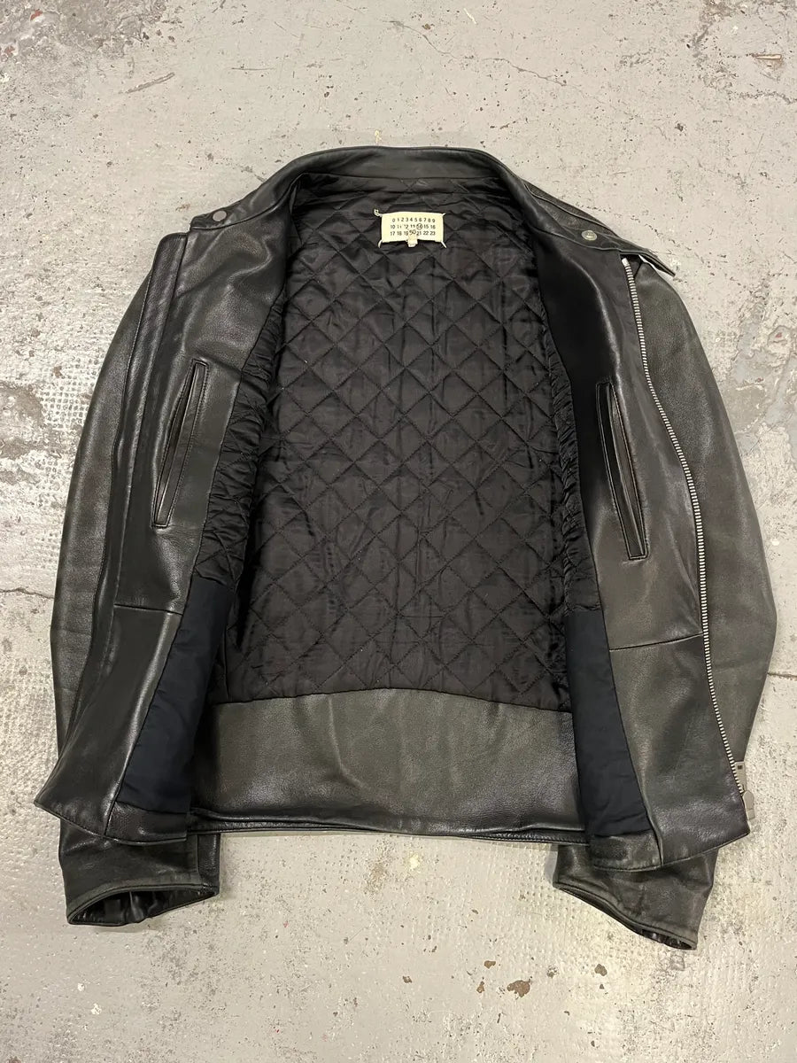 AW2016 Maison Margiela 5-Zip Biker Black Leather Jacket gzcujZQ 7
