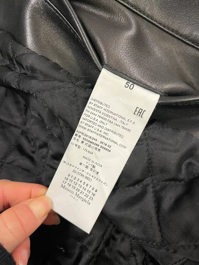 AW2016 Maison Margiela 5-Zip Biker Black Leather Jacket gzcujZQ 9