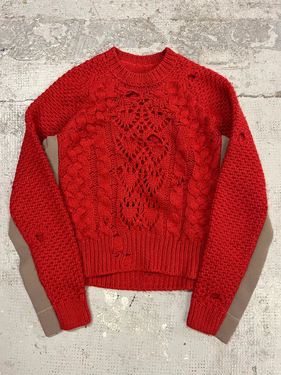 AW2016 Maison Margiela Deconstructed Perforated Red Sweater RgkxZOW 0