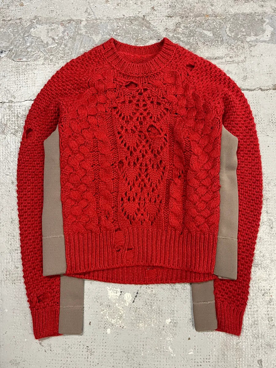 AW2016 Maison Margiela Deconstructed Perforated Red Sweater RgkxZOW 3