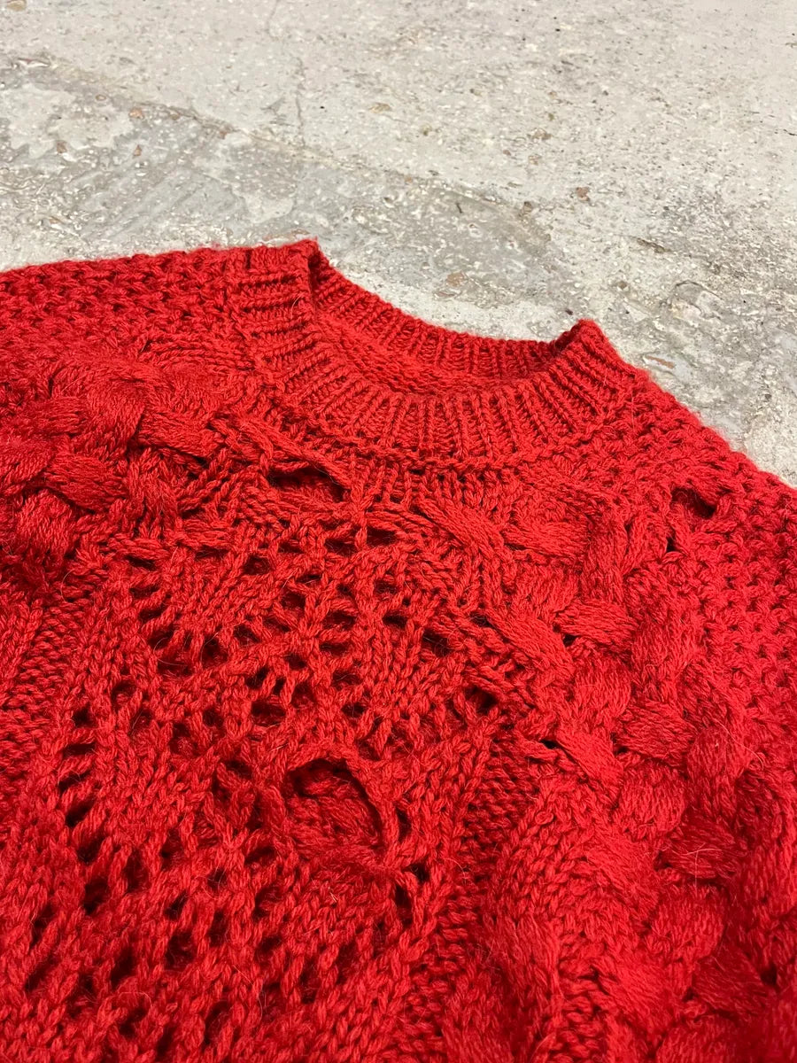 AW2016 Maison Margiela Deconstructed Perforated Red Sweater RgkxZOW 4