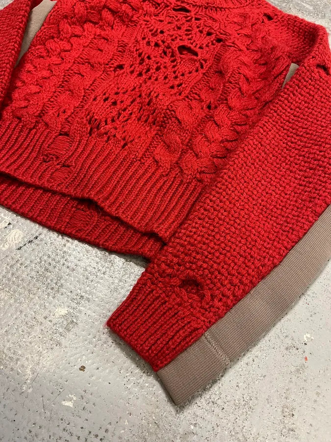 AW2016 Maison Margiela Deconstructed Perforated Red Sweater RgkxZOW 5