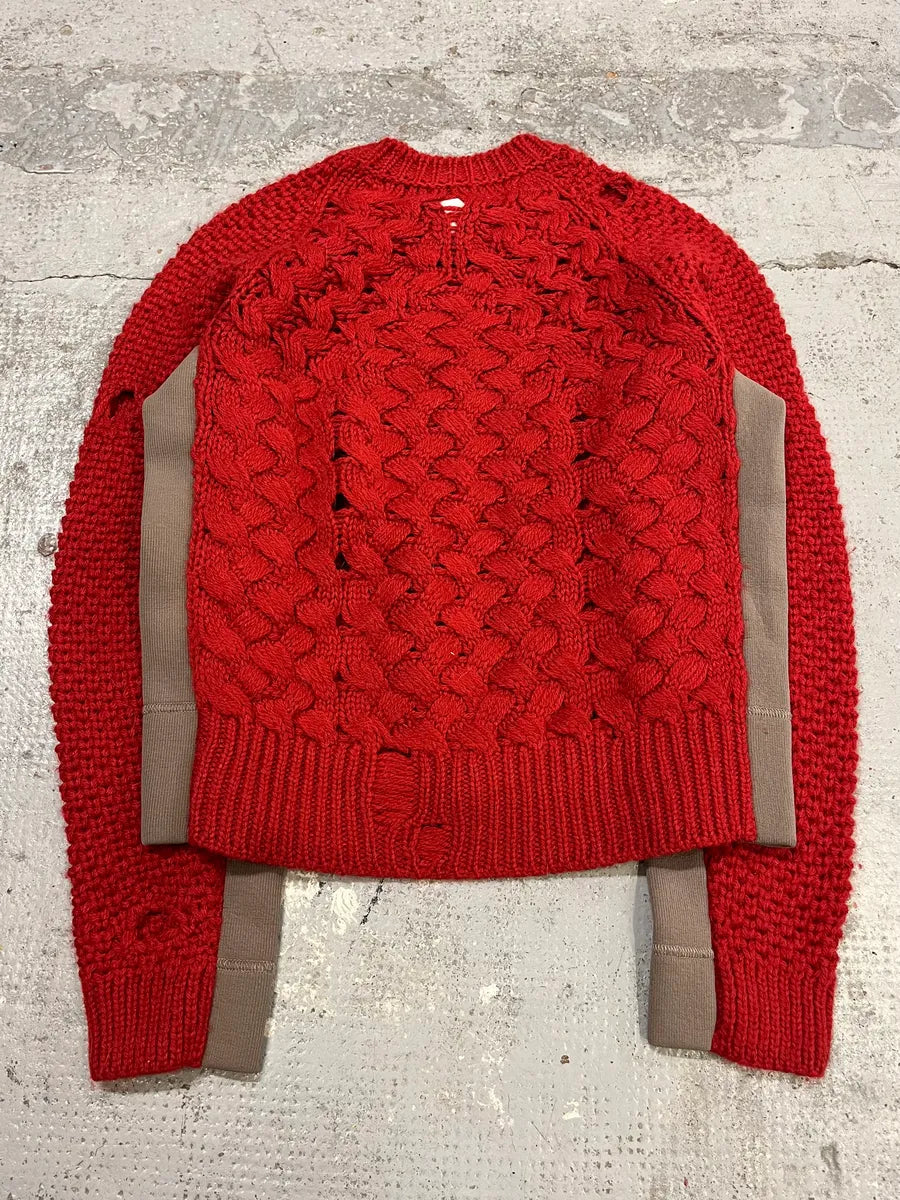 AW2016 Maison Margiela Deconstructed Perforated Red Sweater RgkxZOW 6