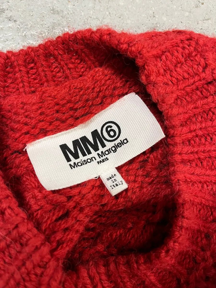 AW2016 Maison Margiela Deconstructed Perforated Red Sweater RgkxZOW 7