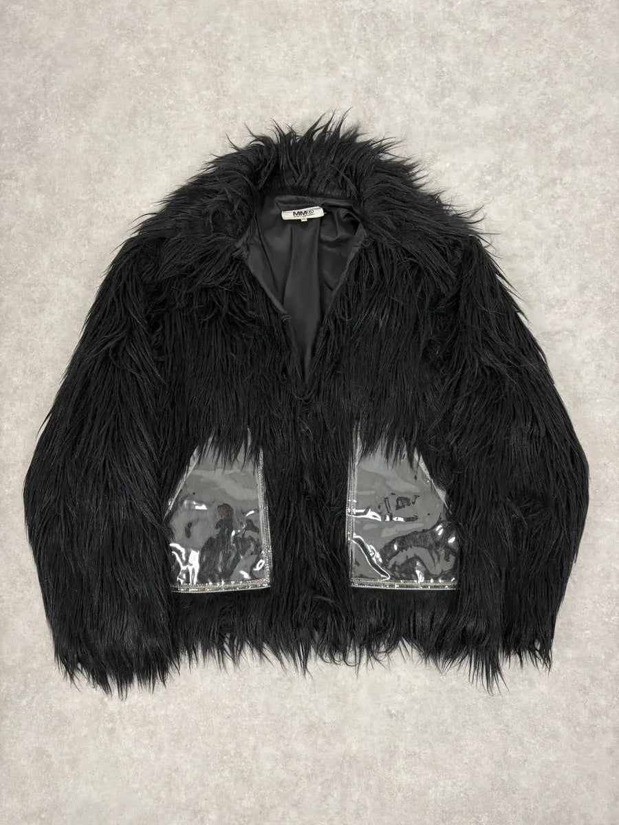 AW2016 Maison Margiela MM6 Black Faux Fur Jacket arXLeRi 0