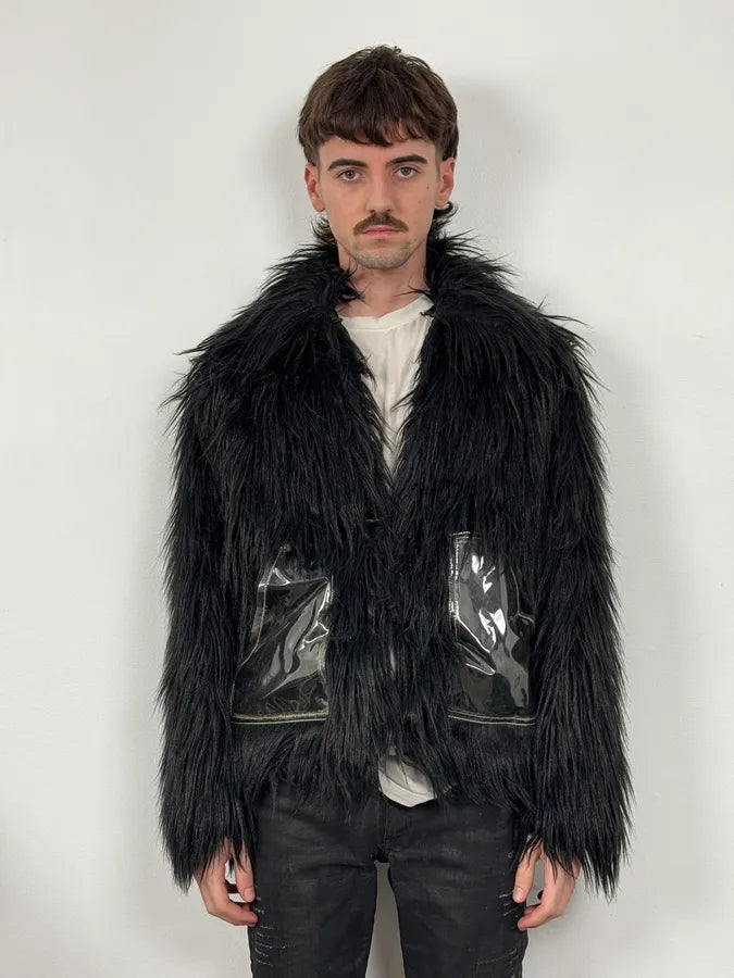 AW2016 Maison Margiela MM6 Black Faux Fur Jacket arXLeRi 1