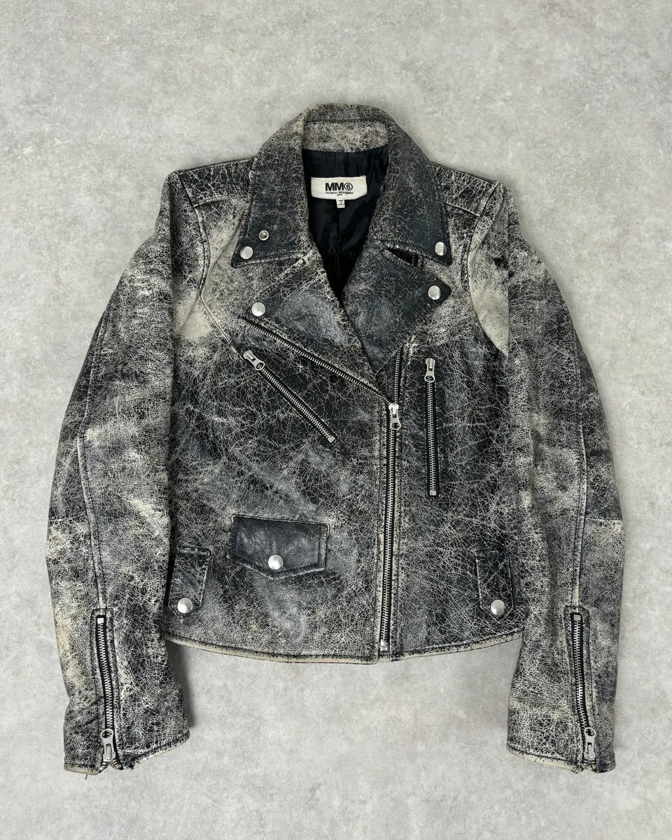 AW2016 Margiela MM6 crack-effect leather biker jacket. FVctnfx 0