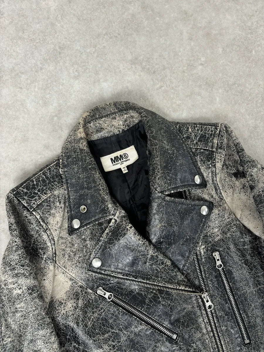 AW2016 Margiela MM6 crack-effect leather biker jacket. FVctnfx 3