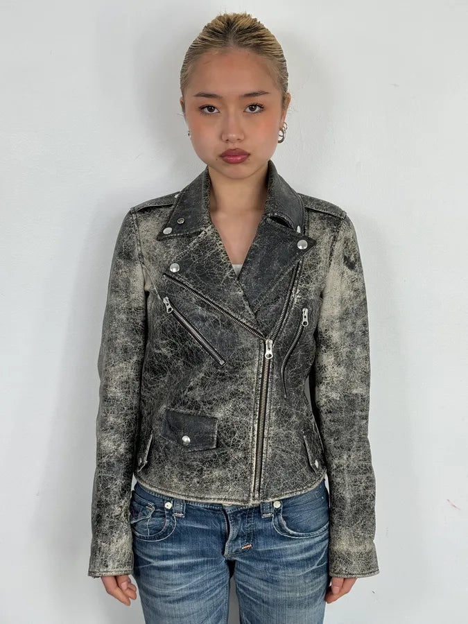 AW2016 Margiela MM6 crack-effect leather biker jacket. FVctnfx 1