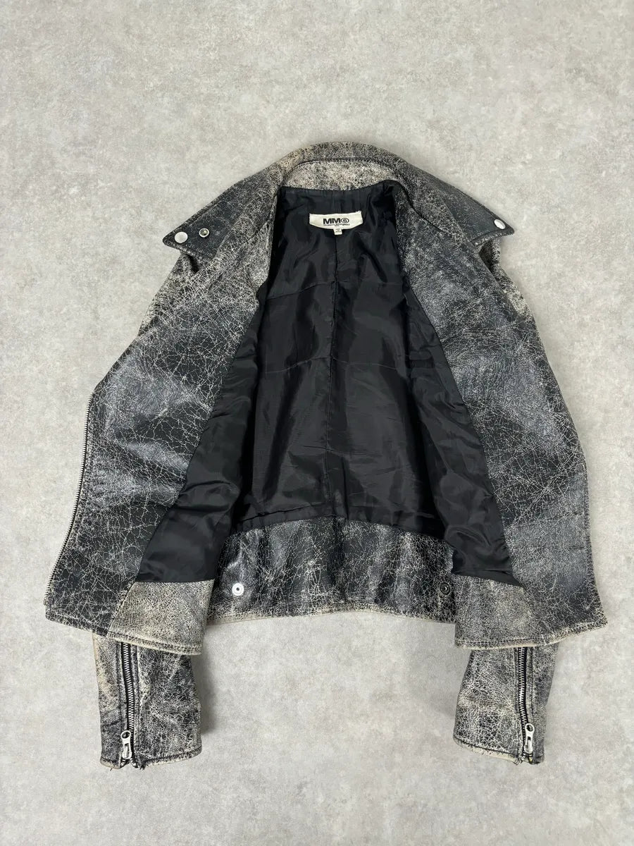 AW2016 Margiela MM6 crack-effect leather biker jacket. FVctnfx 6