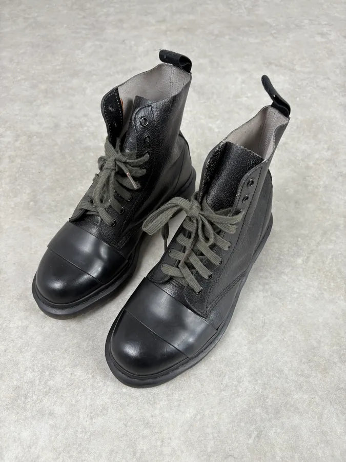 AW2016 Marni Dr. Martens Black Leather Combat Boots rRJqpow 2