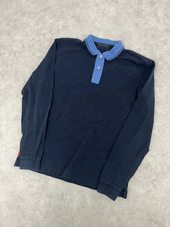 AW2016 Prada Black & Blue Linea Rossa Polo Shirt Dexngsr 3
