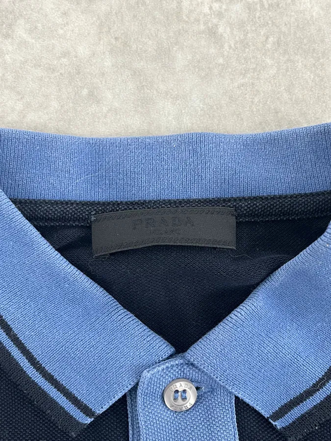 AW2016 Prada Black & Blue Linea Rossa Polo Shirt Dexngsr 6