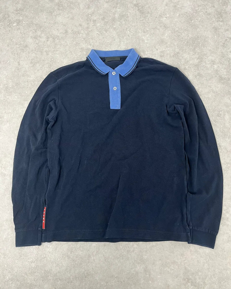 AW2016 Prada Black & Blue Linea Rossa Polo Shirt Dexngsr 0