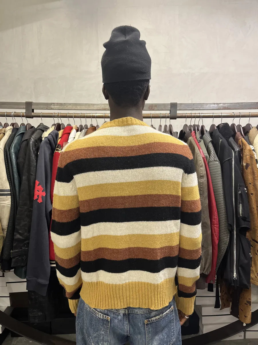 AW2016 Prada Yellow & Brown Striped Wool Sweater MtqwuJY 2