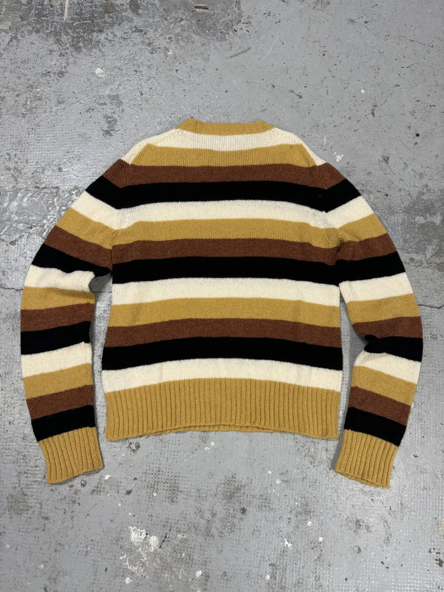 AW2016 Prada Yellow & Brown Striped Wool Sweater MtqwuJY 4
