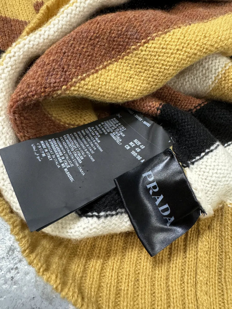 AW2016 Prada Yellow & Brown Striped Wool Sweater MtqwuJY 6