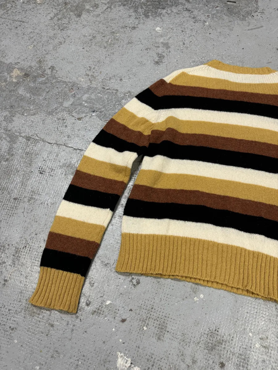 AW2016 Prada Yellow & Brown Striped Wool Sweater MtqwuJY 7