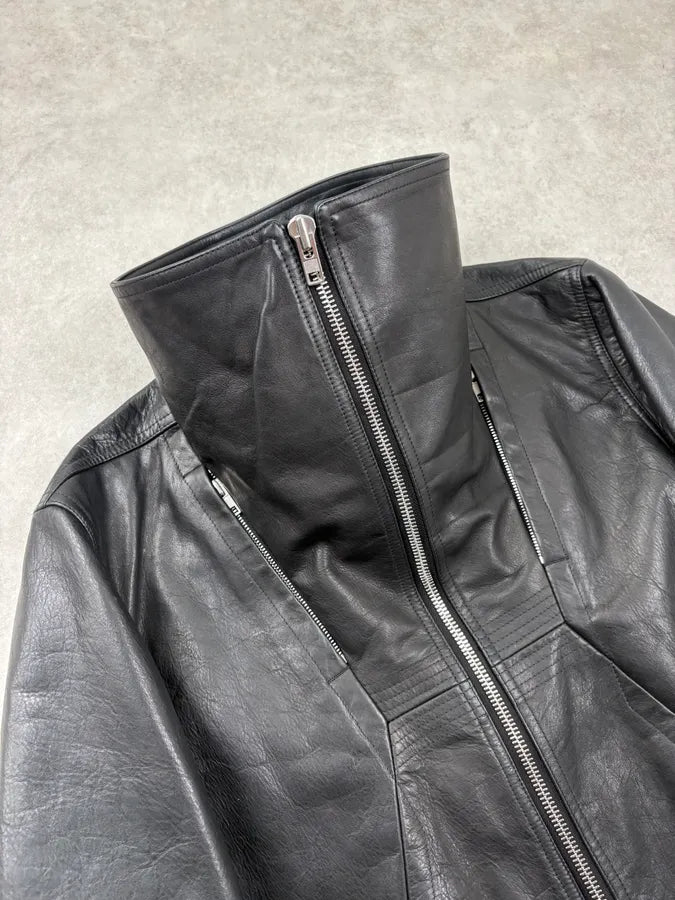 AW2016 Rick Owens Black Avant-Garde Leather Jacket uunsIld 5