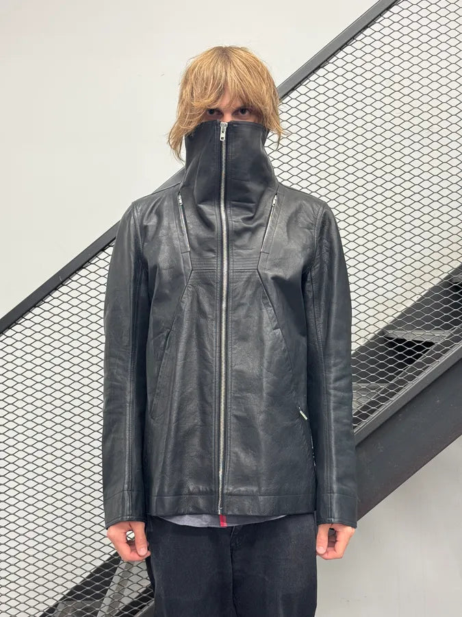 AW2016 Rick Owens Black Avant-Garde Leather Jacket uunsIld 2