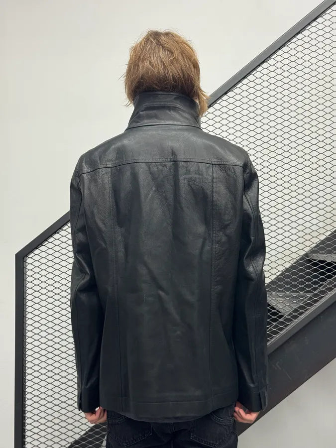 AW2016 Rick Owens Black Avant-Garde Leather Jacket uunsIld 3