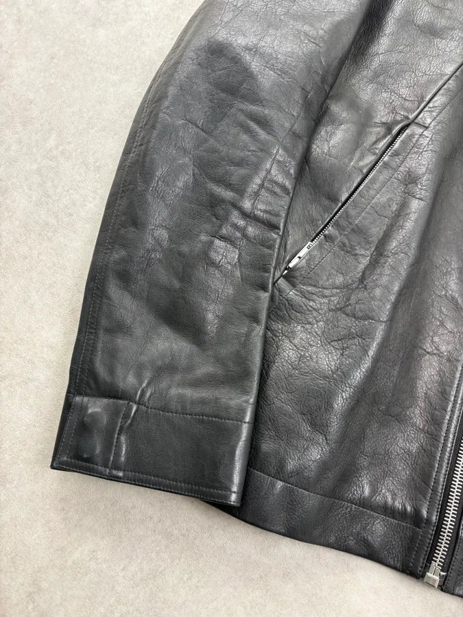 AW2016 Rick Owens Black Avant-Garde Leather Jacket uunsIld 8